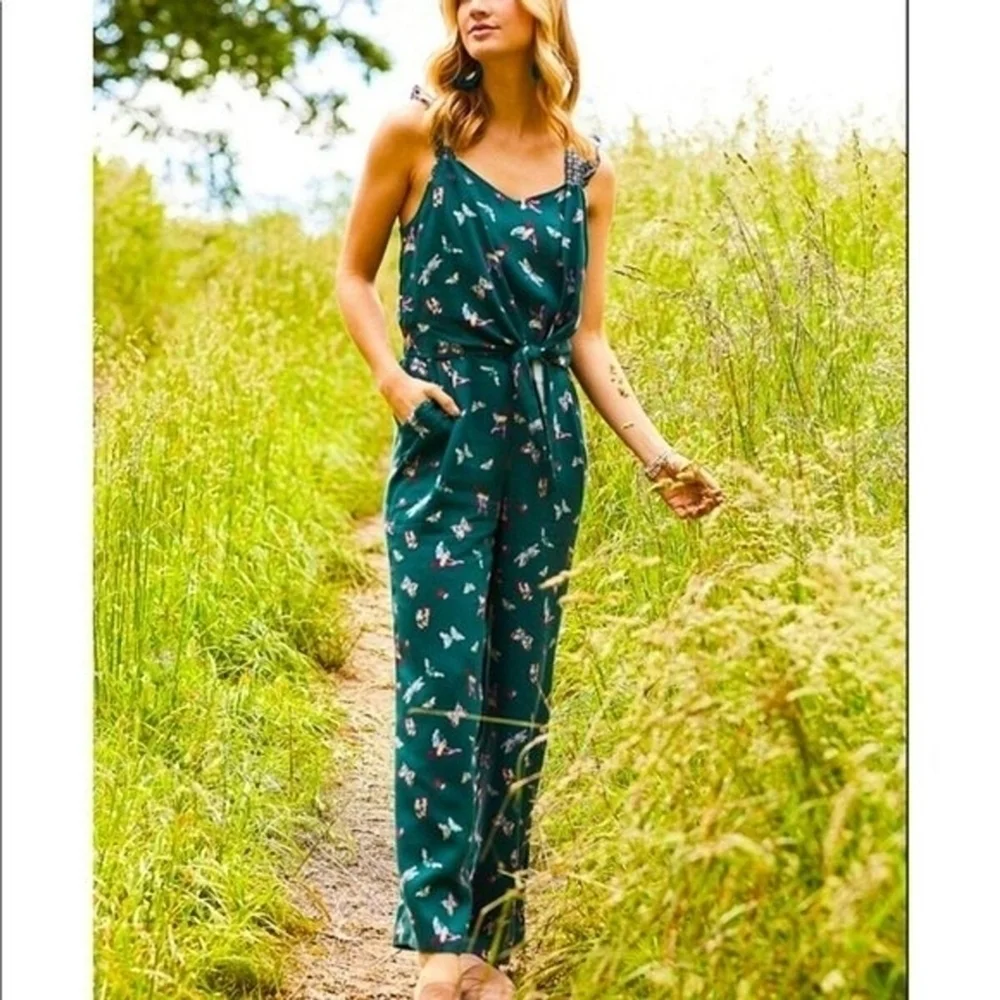 Matilda Jane Evergreen Dream Jumpsuit Hummingbirds Butterflies Size Medium
